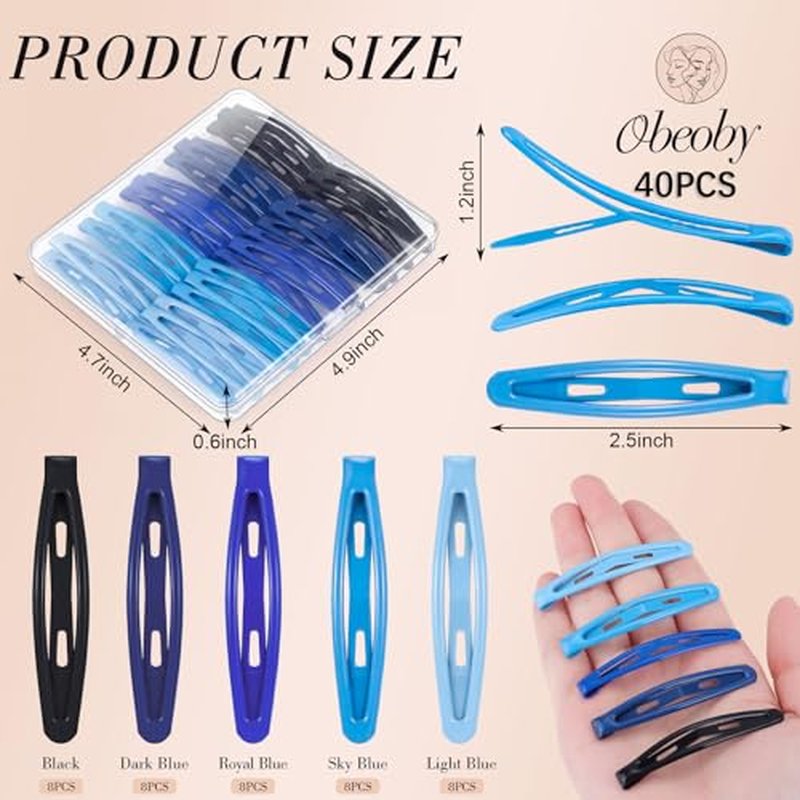 40 Pcs Metal Snap Hair Clips for Women Girls, 5 Colors