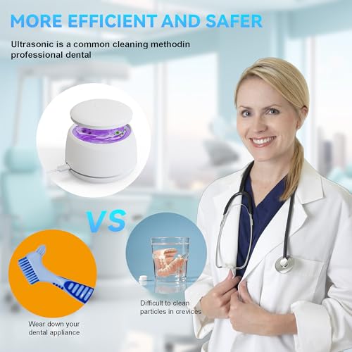 Ultrasonic Retainer Cleaner Machine Pro, Quickly Completes Denture Brushing and Bathing, Deep Cleaning, and Effectively Prevents Aligner Discoloration - White