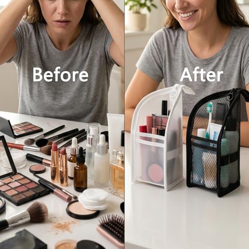 2Pcs Waterproof Standing Toiletry Bag - Travel Makeup Organizer