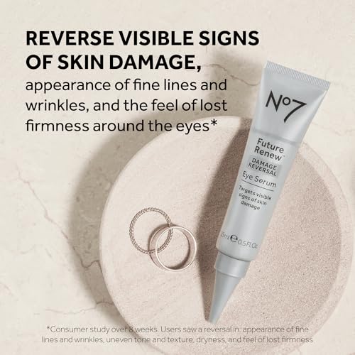 No7 Future Renew Damage Reversal Eye Serum - Nourishing Under Eye Serum for Sun Damaged Skin Repair, Fine Lines & Wrinkles, and Uneven Texture - Suitable for Sensitive Skin (0.5 Fl Oz)