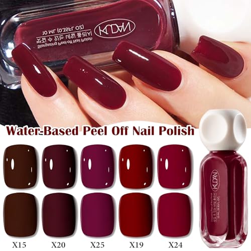 5-Piece Quick Dry Nude Nail Polish Set - Deep Red & Purple Shades