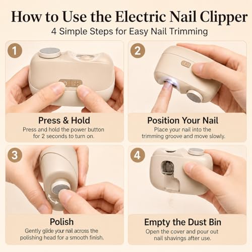 Colefoy 2-in-1 Electric Nail Clipper with Polishing & LED Light