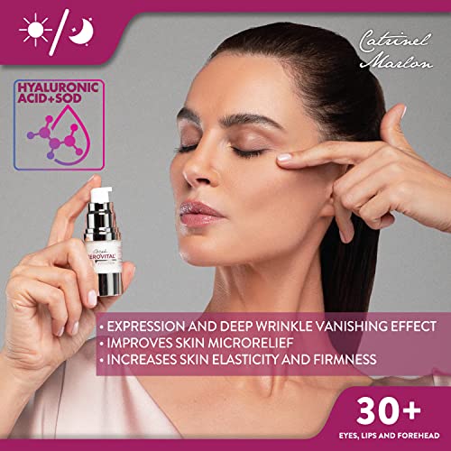 GEROVITAL EVOLUTION Anti-Wrinkle Serum for Eyes, Lips and Forehead Area with Hyaluronic Acid, Vitamin A and E, Reduces Deep Wrinkles, Improves Skin Elasticity, ?15 ml