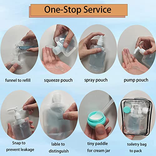 TSA Approved Travel Pouches - 15 Refillable Containers Set