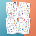 PapaKit Mermaid Temporary Tattoos - 54 Styles, 4 Sheets, Metallic Foil