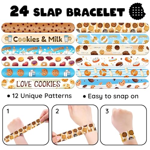 Cookie Party Favors Set - 24 Slap Bracelets & 36 Temporary Tattoos