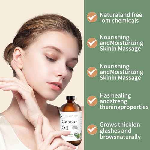Castor Oil-Castor Oil Organic Cold Pressed Unrefined Glass Bottle-Organic Certified 100% Pure Castor Oil,Hexane Free,Organic Castor Oil for Face,Hair Growth,Eyelashes,Caster 16.91fl.oz/500ml