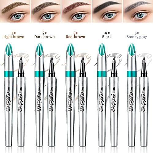 Edlike Microblading Eyebrow Pen - 4 Point, Waterproof, Dark Brown