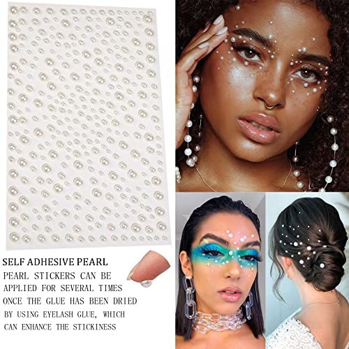1250 Pcs Self-Adhesive Rhinestone Face Gems - 16 Colors