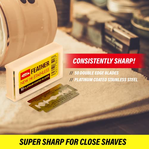 Feather 10 Razor Blades New Hi-Stainless Double Edge
