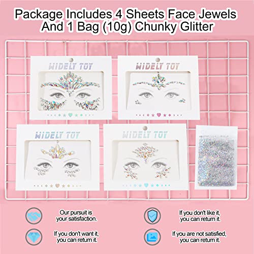 Glow in Dark Face Gems & Glitter Set - Festival Body Jewels