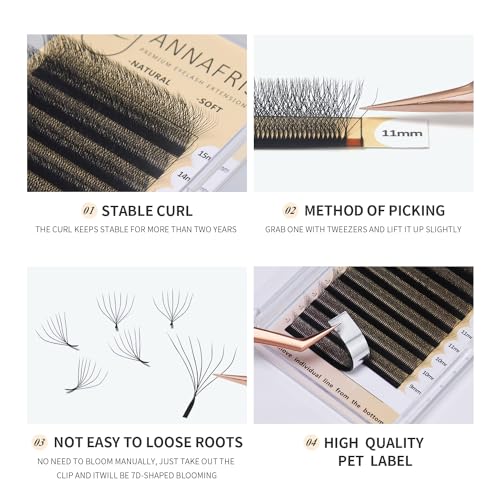 7D Premade Fan Eyelash Extensions 0.07mm C Curl 9mm