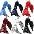 6-Pack Vintage Paisley Knotted Headbands with Adjustable Bow