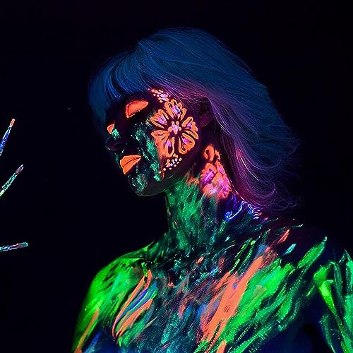 UV Glow Face Paint Kit - 10 Neon Colors for Blacklight Parties