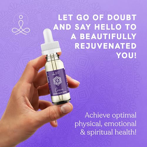 Crown Chakra Facial Serum Essential Oils Blend, Natural & Organic Moisturizing Serum for Face with Sunflower, Argan, Apricot, Frankincense, Vanilla Oils for Spiritual Journey, Peace, Deeper Connection