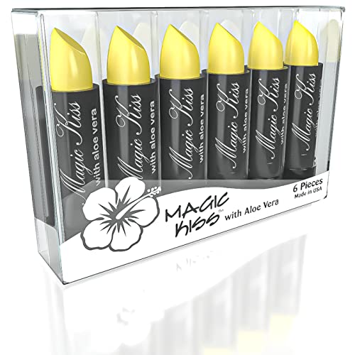 Magic Kiss Lipstick Set Aloe Vera Color Changing 6 Pack MADE IN USA (Yellow)