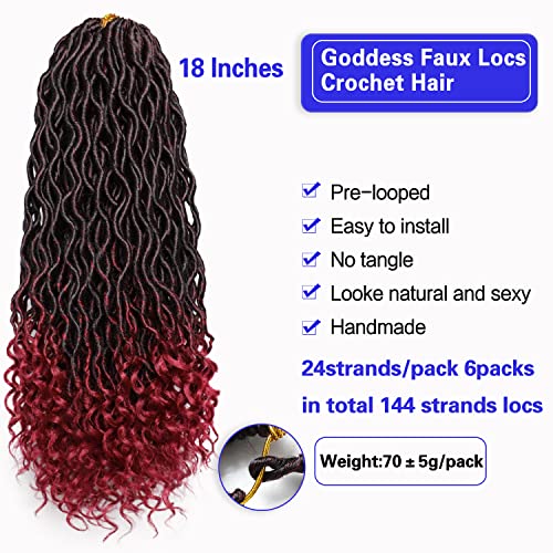 Goddess Locs Crochet Hair 18 Inch - Wavy Curly Synthetic Braids