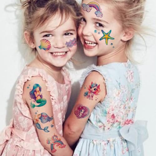 Glitter Temporary Tattoos for Girls - 12 Sheets Glitter Temporary Tattoos for Girls Birthday Party Favors Goodie Bag Fillers