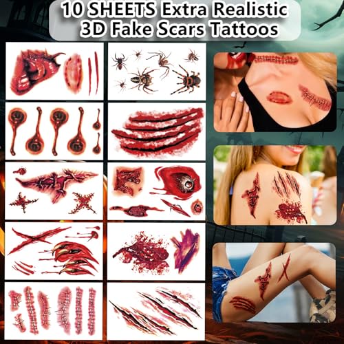 13 Sheets Joker Tattoos Halloween - HAHAHA Damaged JOKER Smile Temporary Tattoos for Kids Fake Tattoo Stickers Joker Costume Masquerade Cosplay Party Accessories Makeup Waterproof