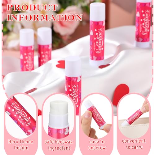 Demissle Valentine's Day Party Favors for Kids Classroom Lip Balms Bulk Peppermint Lip Care Products Moisturizing Lip Balm Valentines Love Heart Classroom Exchange Party Gifts for Boys Girls (50 Pcs)