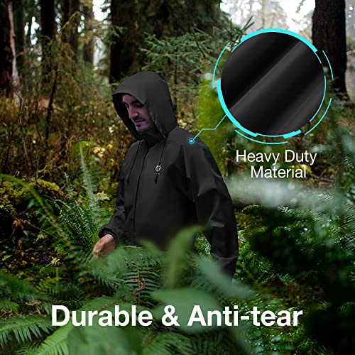 TIDEWE Rain Suit, Waterproof Breathable Lightweight Rainwear (Black Size S)