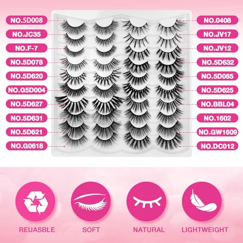 Path to Love 20 Styles False Eyelashes Set Natural Fluffy Wispy Flare for Beginners - Mixed Lash Strips