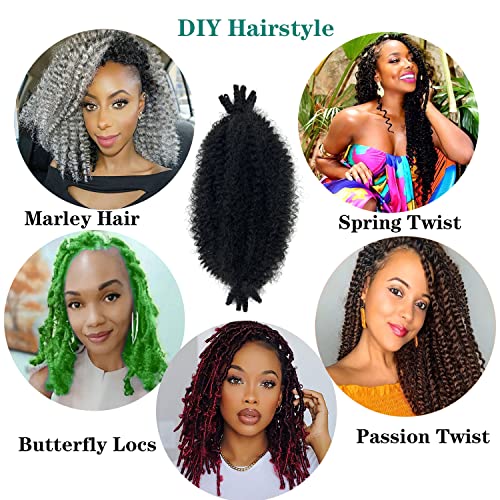 10 Inch Wrapping Hair for Soft Locs,Cuban Twist Hair 8 packs Pre-Separated Springy Afro Twist Hair Extension for Women Kids, Kinky Afro Twist Crochet Hair Natural Black Spring Twist Hair