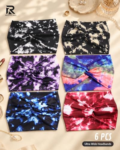 REOTECALL Extra Wide Non-Slip Headbands for Women - 6 Pack