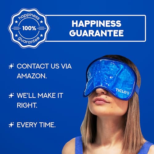 Ticlo's Cooling Eye Mask for Puffy Eyes - Gift Ready Box - Gel Eye Mask for Sleeping, Cold Compress for Dark Circles, Cold Reusable Compress for Migraines, Headaches, and Post-Surgery Recovery