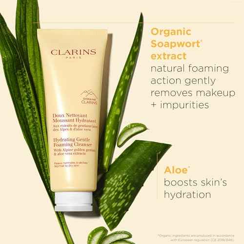 Clarins Hydrating Gentle Foaming Face Cleanser | Cleanses, Soothes, and Softens | Contains Aloe Vera to Boost Hydration | Soap-Free | SLS-Free| Normal To Dry Skin Type
