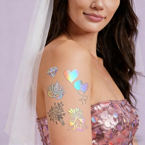 Gold Bride Temporary Tattoos for Bachelorette Party (8 Pack)
