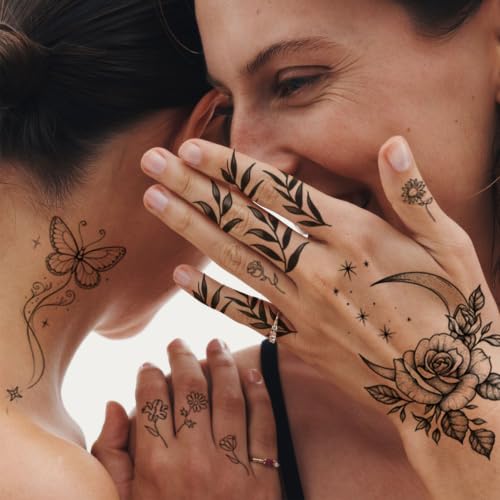 34 Sheets Flower Temporary Tattoos for Women - Waterproof