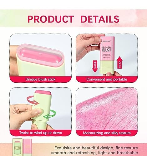 Lovelycat Blush Stick - Waterproof Cream Powder Blush, Long Lasting