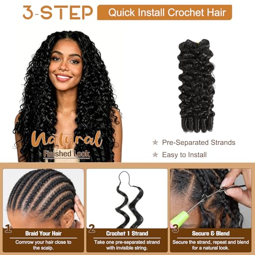 Burmese Curly Crochet Hair Extensions 12 Inch 60g 1B Black