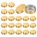 uxcell 1 Oz Tin Cans, 20 Pcs Aluminum Round Tins, Travel Sized Small Metal Tins Cosmetic Sample Containers with Screw Lid for Lotion Bars Beard Balms Candles, Gold