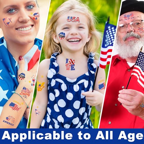 64 PCS Patriotic Temporary Tattoo Set for 4th of July Celebrations