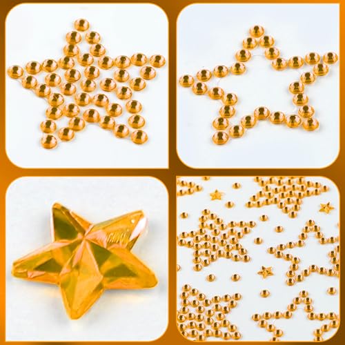 Totelux 6 Sheets Star Face Gems Gold Star Rhinestones Face Jewels Stickers Crystal Body Eye Temporary Tattoo for Women Makeup Eid Mubarak New Year Birthday Party Costume Cosplay Accessories