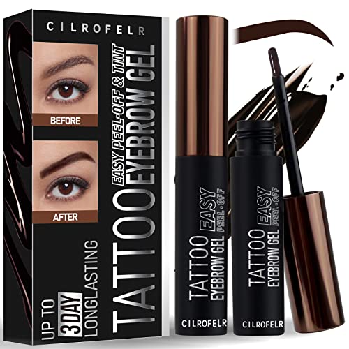 Cilrofelr Tattoo Peel Off Eyebrow Gel, 3-Day Waterproof Brow Tint (2 Pack)