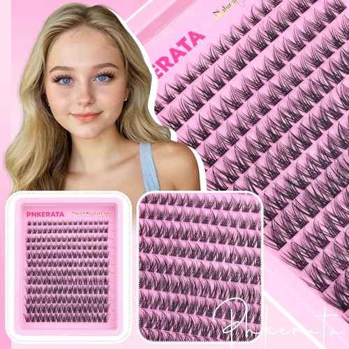 Wispy Lash Clusters Kit Natural Lash Extension Kit 192 pcs Cluster Eyelash Extension Kit DIY Individual Lashes Lashes with Lash Glue Bond and Seal Tweezers Soft Eyelash Clusters, 8-16 mm