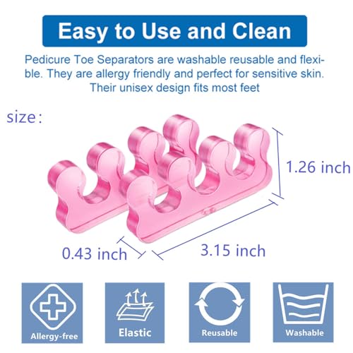Gel Toe Separators for Pedicure & Nail Polish - Blue & Pink Set