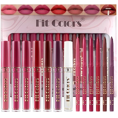MooGlamor 13-Piece Matte Lip Liner & Lip Gloss Set for Long-Lasting Lip Makeup