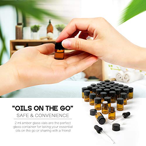 2ml Amber Glass Essential Oil Bottles 36-Pack with Droppers