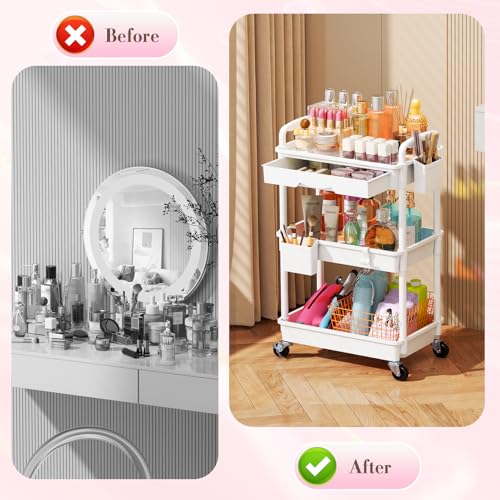 SUNALLY Rolling Makeup Cart Organizer with Drawers