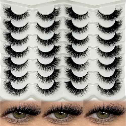 Cat Eye Lashes Natural Look Short Fluffy Fox Eye Lashes Strip Soft C Curl Natural Faux Mink Eyelashes Wispy Cateye Lash Strips Wispy Fake Eyelashes Bulk 14 Pairs