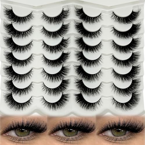 Cat Eye Lashes 14 Pairs Faux Mink Wispy Strip Lashes