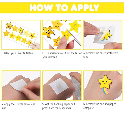 100 PCS Gold Star Temporary Tattoos - Waterproof & Skin-Safe