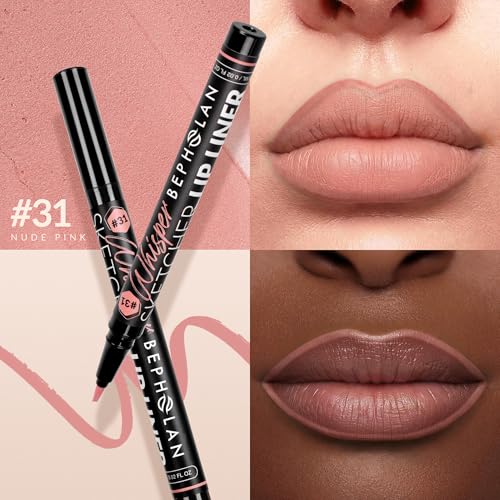 BEPHOLAN Liquid Lip Liner Waterproof - 24HR Matte Lipliner Pen (Nude Pink)