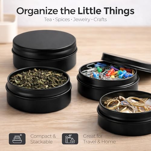 3 Pack Metal Tin Containers 2.5x1 Inch with Twist Lids