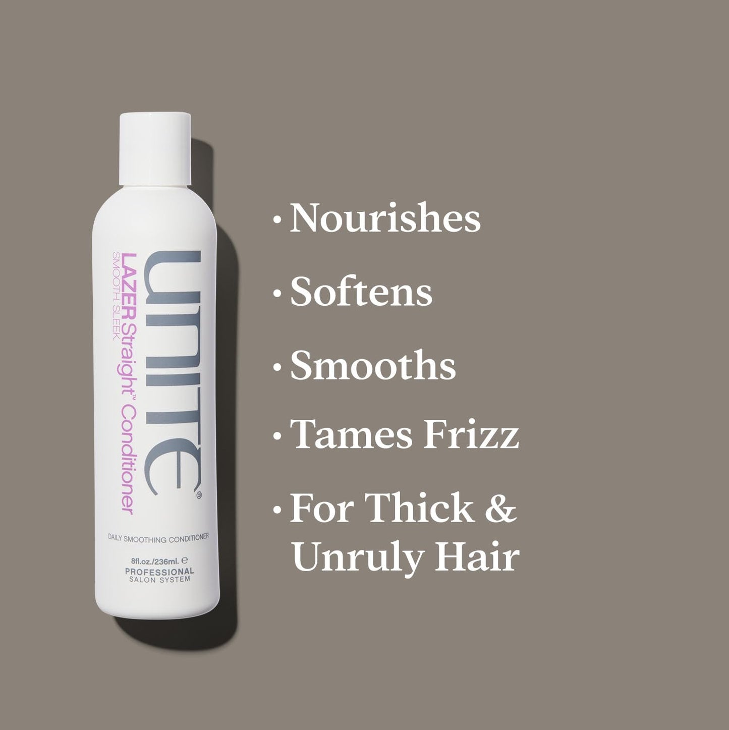 UNITE Hair - LAZER Straight Conditioner - Frizz-Defying & Smoothing Conditioner - Hydrates, Tames, & Adds Shine to Thick, Coarse, or Unruly Hair - Paraben-Free & Sulfate-Free, 8 Fl Oz