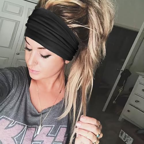 DRESHOW 4 Pack Wide Vintage Turban Headbands for Women Knotted Hair Accessories